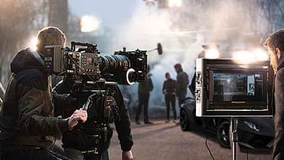 Movie cars for hire set with camera crew and Lamborghini