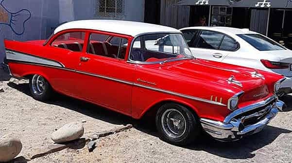 cape corporate tours classic cars chauffeur drives red classic fifties car chev